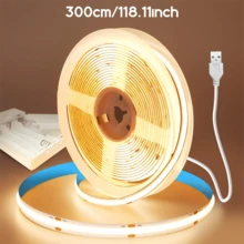 1pc LED COB Strip, USB Powered/Battery Box Adhesive Flexible Strip, White/Warm White Light, Indoor Flexible LED Lighting Strip, Suitable For Home, Kitchen, Wardrobe, Cabinet And TV Wall Decoration