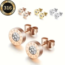 1 Pair Women's Stainless Steel Gold Color Earrings, Small Size, Hypoallergenic, Simple & Elegant, Comfortable & Versatile Jewelry Suitable For Daily Wear Or Parties, A Refined Gift For Her - Earrings - View 1