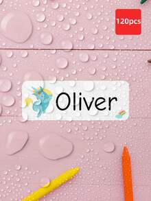 1/60/120/240pcs Customized Name Labels, Personalized Text Stickers, Cute Animal Pattern Waterproof Oil-Proof Transparent Labels, Perfect For Back To School, Lunch Boxes, Personal Items, Also Suitable For Tea Rooms, Home Gardens, Offices, Multi-Functional Decoration, Exquisite And Fashionable - Blue and White - View 27
