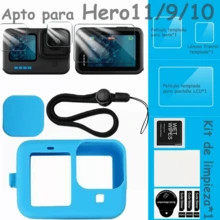 Kit Protector + Cristales Para Gopro 10/9 Hero Black Carcasa - Azul - Ver 5