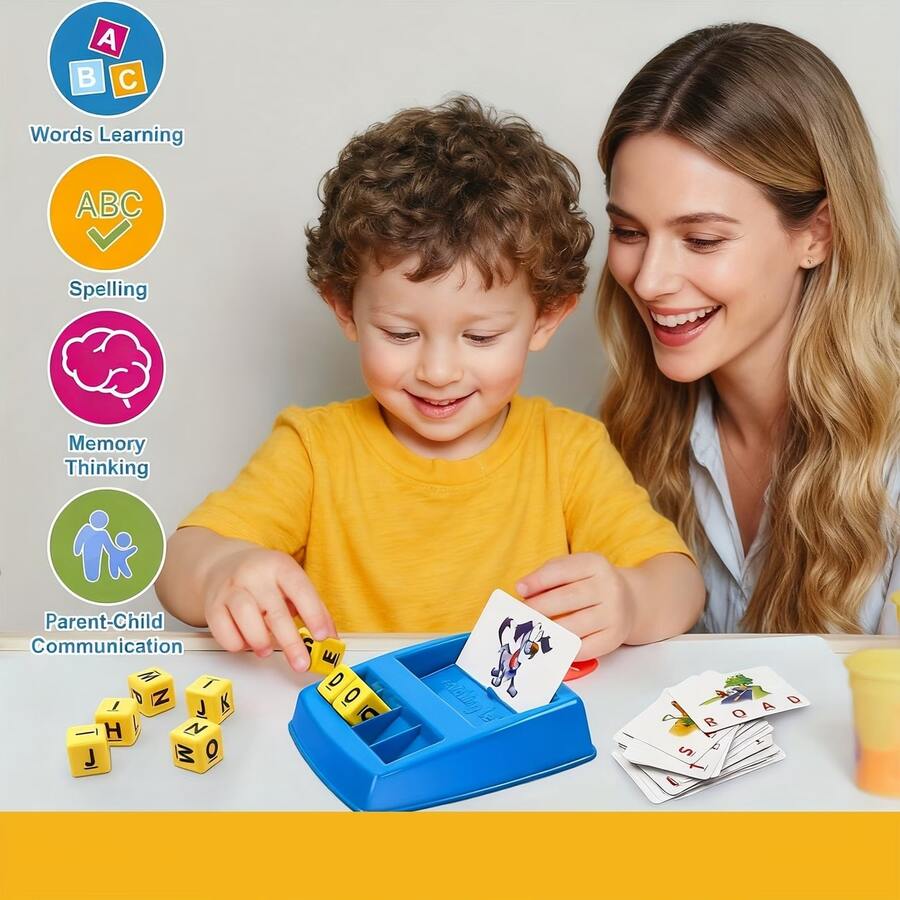 English Vocabulary Matching Blocks - Fun Word Learning Assistant, Halloween & Christmas Gift, Game Toy, Cool Toy, Boys/Girls Toy, Children Gift