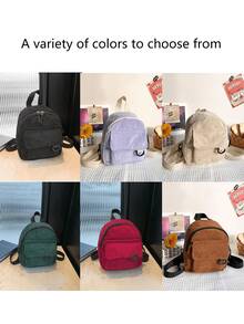 Custom Corduroy Mini Backpack, Y2k Portable Solid Color Backpack, Phone Bag, Lipstick Bag, Key Bag, Compact Casual Backpack, Multi Functional Mini Backpack, Cute Student Backpack, Men'S And Women'S Small Backpacks School,Suitable For Teen Girls Women College Students Middle School, High School, Outdoors, Travel, Outings, Holiday, Elementary School,For New Year,Valentine's Day. - Multicolor - View 8