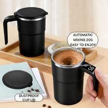 2-Pack Self-Stirring Coffee Mug Ideal For Valentine's Day Gift - LED Temperature Display To Prevent Scalding | Food Contact Approved Stainless Steel Stainless Steel, Rechargeable Battery, Touch Control, IP65 Waterproof | 7200RPM 20s Powerful Mixing For Coffee/Protein Powder/Instant Drinks | Perfect Birthday/Holiday Gift - Bộ 2 chiếc màu đen - Xem 6