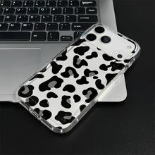 Leopard print faux leather texture This patterned clear soft case airbag is compatible for  17 Pro Max/Air/16/15/14/13/12 mini/11. It's an ideal gift for Christmas and Valentine's Day, perfect for boyfriends, girlfriends, and family. - transparente - Ver 4
