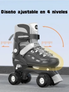 ¡Patines Clásicos de 4 Ruedas! Ajustables para Niños y Adultos con Ruedas Brillantes - Ideal para Principiantes, Estilo y Diversión - Rosa - Ver 3