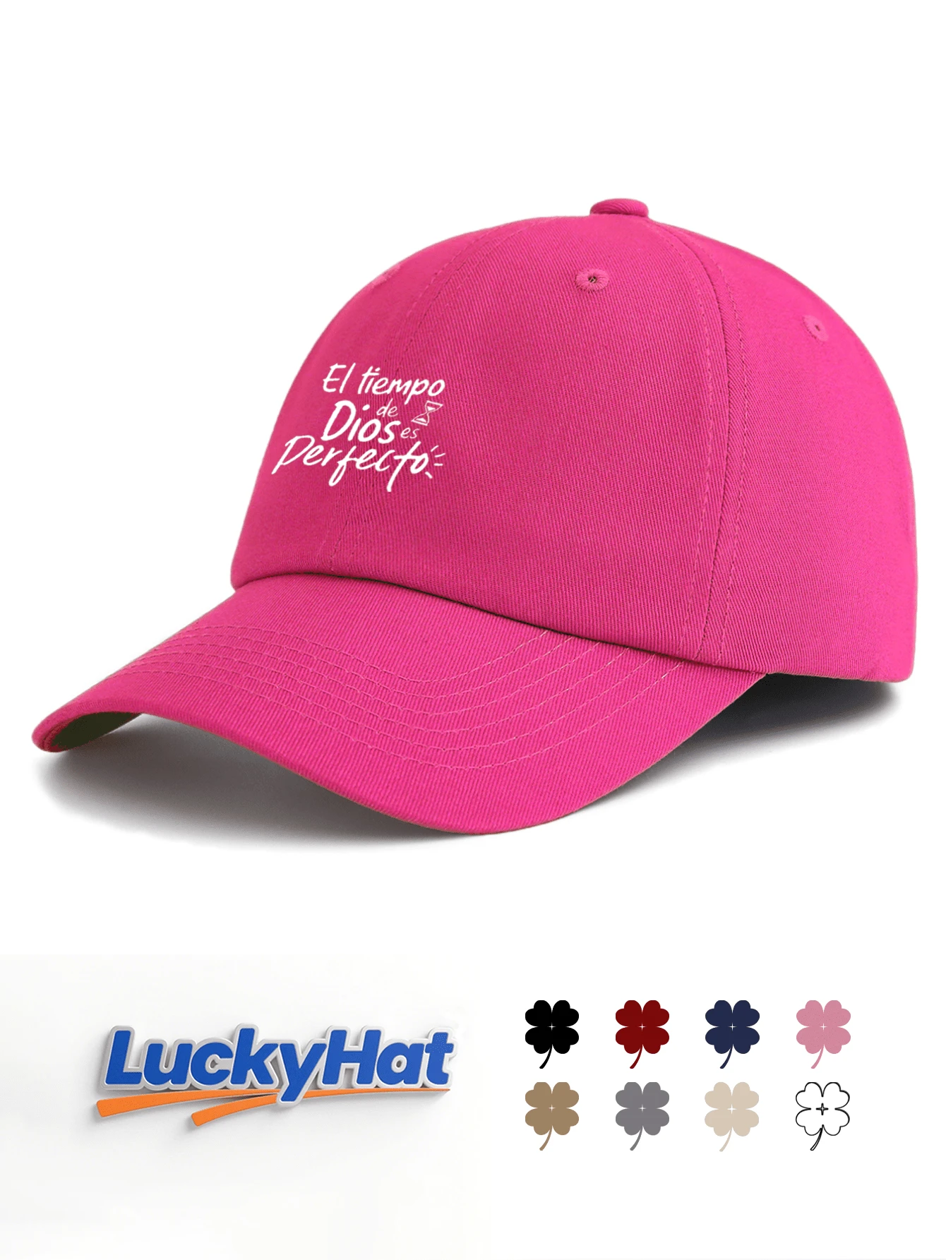 1顶印有西班牙语励志名言“时间是完美的上帝”图案的夏季防晒棒球帽，简约时尚可调节棒球帽，男女通用户外遮阳帽，老爹帽