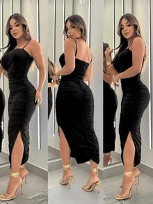 Elegant Long Dress That Slims The Waist. - 黑色 - 查看 2