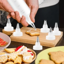 10pcs Plastic Squeeze Bottles Set With 6 Icing Tips, Refillable Decorating Bottles, Ideal For Cookie Icing, Cake Decorating And Baking, Perfect DIY Pastry Tools For Home Kitchen And Dessert Making - White - View 4