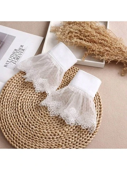 1 Pair Women's Fabric Flared Decorative Cuff Sleeves, Suitable For Outings And Party Outfits