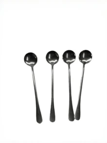 4pcs Stainless Steel Long Handle Iced Tea Spoon, Coffee Spoon, Ice Cream Mixing Spoon, Dishwasher , Kitchen Utensils, Tableware Set Suitable For Desserts, Home And Kitchen - Silver - View 11