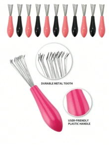 2件套发梳清洁套装 - 包括梳子清洁器、鬃毛刷、迷你刷，用于清洁发梳和发刷 - 彩色 - 查看 2