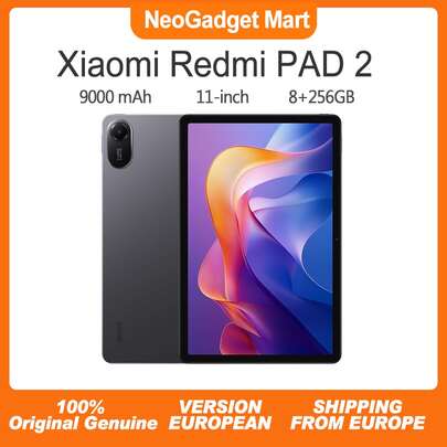 Xiaomi Redmi Pad 2, 8 GB + 256 GB, Wi-Fi, tablet 11 cali, MediaTek Helio G100-Ultra, 90 Hz, krystalicznie czysty, 9000 mAh, ładowanie 18 W, grafitowo-szary, wersja europejska