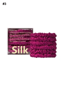 Conjunto de 6 elásticos de cabelo 100% seda de amoreira pura. Elegantes, macios e confortáveis, complementam qualquer look. Acessórios para cabelo, prendedores de rabo de cavalo, elásticos de cabelo, presilhas elásticas. - Multicolorido - Ver 13