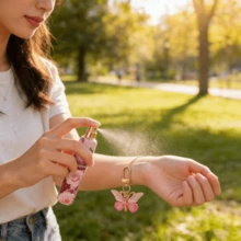 1pc 5ml Portable Mini Refillable Perfume Atomizer Keychain, Travel Size Spray Bottle Accessories For Women Girls, Mom Gifts Vacation Summer Travel Essentials-Pink Butterfly - Pink Butterfly - 查看 3