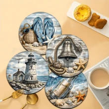 Bộ 6 đế lót ly in hình chủ đề đại dương, dùng cho tách trà, ly nước, ly rượu vang, ly cà phê, đế lót ly tròn thấm hút bằng silicon, trang trí nhà cửa, bộ quà tặng cho tiệc tùng và bàn ăn, phù hợp cho mọi mùa. - Nhiều màu - Xem 5
