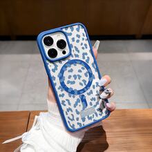 Blue Leopard Print This MagSafe Magnetic Phone Case, Compatible With IPhone 17/Air/16/15/14/13/12 Pro/11/XS Plus Max/ S22/S23/S24/S26, Features A Stylish And  Pattern Design. Available In A Variety Of Colors, This Classic, Shockproof Hybrid Case Makes A Perfect Gift For Friends And Family For Halloween, Christmas, And Thanksgiving. - 藍色 - 查看 3