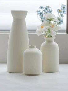 白色迷你花瓶（1个），简约北欧创意花瓶，家居装饰花瓶工艺品，婚礼派对装饰礼物，生日毕业家居装饰，返校房间装饰，学习用品，客厅摆件，房间装饰，摄影道具，节日礼物 - 白色 - 查看 3