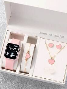 5pcs/Set Women's Fashion Wrist Watches, Versatile High-End Ladies Watch Set - Pink - View 1