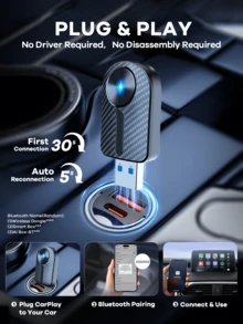 REMAX 2-In-1 Wireless CarPlay & Android Auto Adapter; Plug & Play Compatible With IPhone/Android; Lag-Free Connection; Mini Size With Extension USB-C/Type-C; Fits 900+ Cars; - M27 - View 3