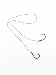 4包，每包40个结实耐用的马毛绑制双钩钓具套装，带倒刺鲤鱼钩 - 黑與白 - 查看 3