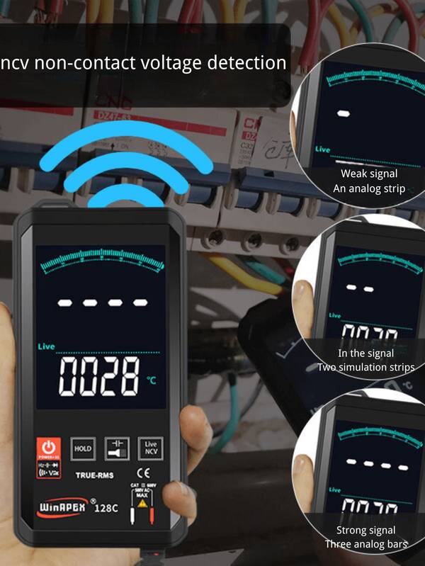 BSIDE Smart Digital Multimeter With Infrared Thermometer, Rechargeable, 9999 Counts, Voltage Tester, Measures High/Low Voltage, Diodes, Capacitance, Current, Suitable For HVAC, LED, Electronics, Automotive, Electrician