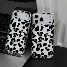 Leopard print faux leather texture This patterned clear soft case airbag is compatible for  17 Pro Max/Air/16/15/14/13/12 mini/11. It's an ideal gift for Christmas and Valentine's Day, perfect for boyfriends, girlfriends, and family. - transparente - Ver 3