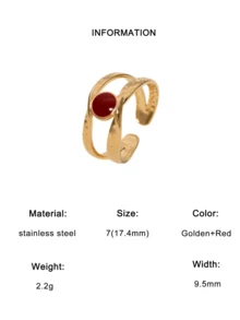 Set de 3 anillos geométricos abiertos vintage minimalistas y elegantes chapados en acero inoxidable, ajustables para uso diario, fiestas y citas de mujeres - conjunto de tres piezas - Ver 8