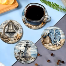 Bộ 6 đế lót ly in hình chủ đề đại dương, dùng cho tách trà, ly nước, ly rượu vang, ly cà phê, đế lót ly tròn thấm hút bằng silicon, trang trí nhà cửa, bộ quà tặng cho tiệc tùng và bàn ăn, phù hợp cho mọi mùa. - Nhiều màu - Xem 11