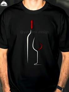 Camiseta Gráfica de Botella de Vino Vintage para Hombre - Camiseta Suave y Transpirable de 100% Algodón, Camiseta Casual de Cuello Redondo Clásico para Regalos de Cumpleaños/Aniversario - Regalo para Esposo, Atuendos para el Día a Día y Ocasiones Especiales - Camiseta de Verano Lavable a Máquina, Camiseta de Vino, Regalo de Aniversario, Diseño Retro, Ajuste Cómodo, Camiseta Estampada, Regalos para Compradores, Regalo de Cumpleaños, Material Ligero, Camiseta Estampada, Ropa para Adultos - Negro - Ver 1