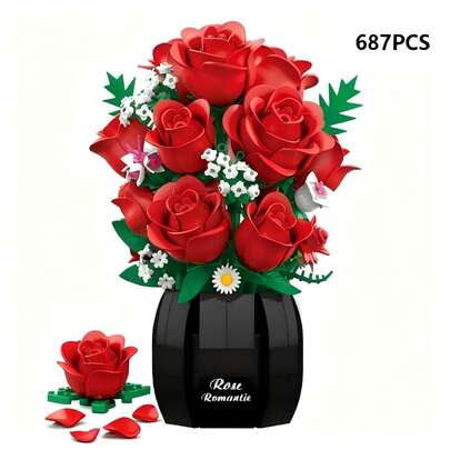 687件玫瑰花束套装，成人尺寸，人造花卉植物系列，适合室内家居办公室装饰，母亲节和情人节礼物，是送给成年女性的理想之选。