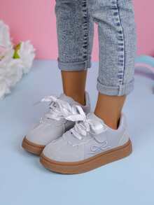 1双女童帆布运动鞋，新款春夏儿童运动鞋，软底跑步鞋 - 灰色 - 查看 8