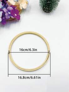 1pc No-Hoop Bamboo Embroidery Frame, Double Circle (For Cross Stitch, Dreamcatcher Or Fan Frame) - Apricot - View 11