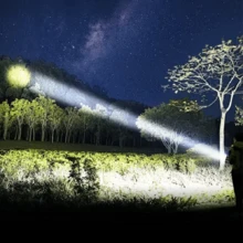 超亮30W LED便携式手电筒，防震防水，可充电（使用18650电池），轻巧可变焦，适用于露营、遛狗、探险和紧急情况。 - 黑色 - 查看 10