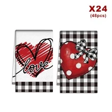 2/4/48 Stück Valentinstag Küchen Geschirrtücher, Polyester Geschirrtücher mit Herz Muster Design, saugfähig und weich, geeignet für tägliche Küchen Reinigung, können auch als Feiertags Dekoration verwendet werden um eine romantische Atmosphäre zu schaffen, praktisch und dekorativ, Küchentücher, Valentinstag & Hochzeitsdekoration - Verschiedenfarbig - Übersicht 18