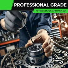 10件套汽车维修油封钩工具套装，包括加长迷你油封螺丝刀、撬棒和钩子套装，用于拆卸汽车油封/O型圈，迷你钩子拉拔器，精密汽车油封螺丝刀套装拆卸钩子工具 - 黑色 - 查看 7