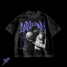 Anthony Edwards T-Shirt Vintage Bootleg Basketball Graphic Design Tee Shirt - 黑色 - 查看 1
