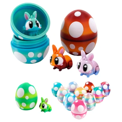 1 pieza Juego de huevos de conejo coloridos - Huevos esféricos con forma de conejo impresos en 3D y de colores, se giran para abrirse. Se puede usar como decoración de escritorio, decoración de Pascua, adecuado como regalo para el Día de San Valentín, Pascua, fiesta de cumpleaños, también se puede usar como relleno de regalo único. Un regalo creativo.