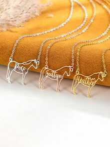 16 Warm And Cute Horse Custom English Name Stainless Steel Pendant Necklaces, Suitable For Horse Lovers, Horse Raising Families, Simple And Beautiful, Unique Design, Versatile Accessories For Daily Banquets, Parties, Weddings, Music Festivals, Mother's Day, Valentine's Day, Christmas, Thanksgiving, Birthdays, A Perfect Gift For Moms, Ladies, Friends, And Partners