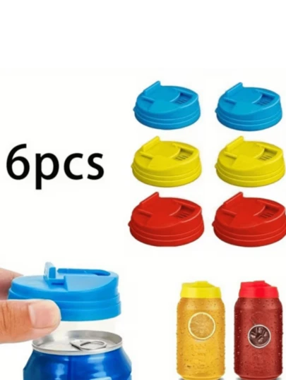 3pcs/6pcs/10pcs Reusable Drink Can Lids, Anti-Spill And Leakage, Fit For Soda, Beer, Energy Drinks, Outdoor Picnic And Camping Beverage Accessories