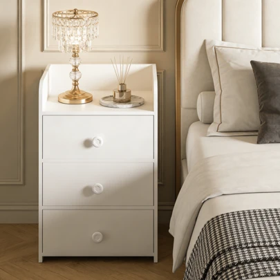 Lislark Drawer-Style Storage Cabinet, White Bedside Cabinet With 3 Drawer Wooden Bedroom Bedside Cabinet Furniture Storage Nightstand Side Table Bedroom Living Room Storage Side Table, Storage Cabinet, Bedroom Furniture, Bedside Cabinet, Bathroom Storage Cabinet