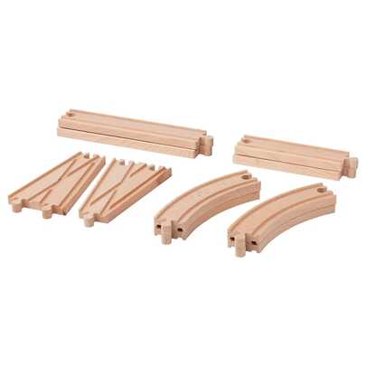 IKEA LILLABO Train Track, Solid Beech Wood, Ages 3+, Straight And Curved Free Assembly, Compatible With Universal Train Tracks, Interactive Building Toy For Parents And Children