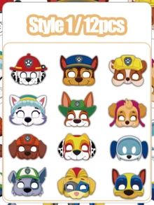 Paw Patrol 汪汪队立大功！小狗面具、生日派对拍照道具、纸面具、趣味道具、生日派对氛围拍照道具、装扮氛围 - 彩色 - 查看 10