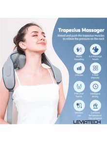 LEVIATECH Shoulder & Neck Massager Shawl, Electric Vibrating Trapezius Muscle Massage Device, Gift For Parents&Men&Women, Kneading Neck & Shoulder Massager - Rechargeable - View 4