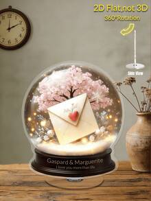 2D Flat, Rotating Acrylic Snow Globe Wedding/Valentine's Decoration, Acrylic Globe With Couple Figurine- Quiet Rotating Winter Scene Night Sky, Elegant Village Ornament For Home/Office Desk, Twinkling Snow Globe Decorations For Holiday Tabletop Display ( & S), Lightweight Holiday Plaque For Year-Round Decorative Sign, 2D Flat, Ideal Gift For Home Decoration, Valentine's Day, Easter, Halloween, Graduation Ceremonies, And Home Decor - Multicolor - View 7