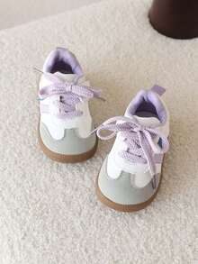 1 Pair Girls' Casual Canvas Sneakers, Spring/Autumn New Fashion Sports Shoes, Little White Shoes - Purple - View 3