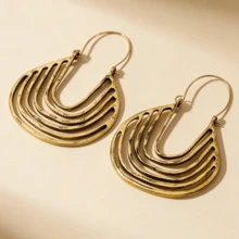 1 Pair Exaggerated Retro Geometric U-Shaped Earrings, Unique Personalized Ear Accessories Everyday Wear For Holiday Parties - 金色 - 查看 5