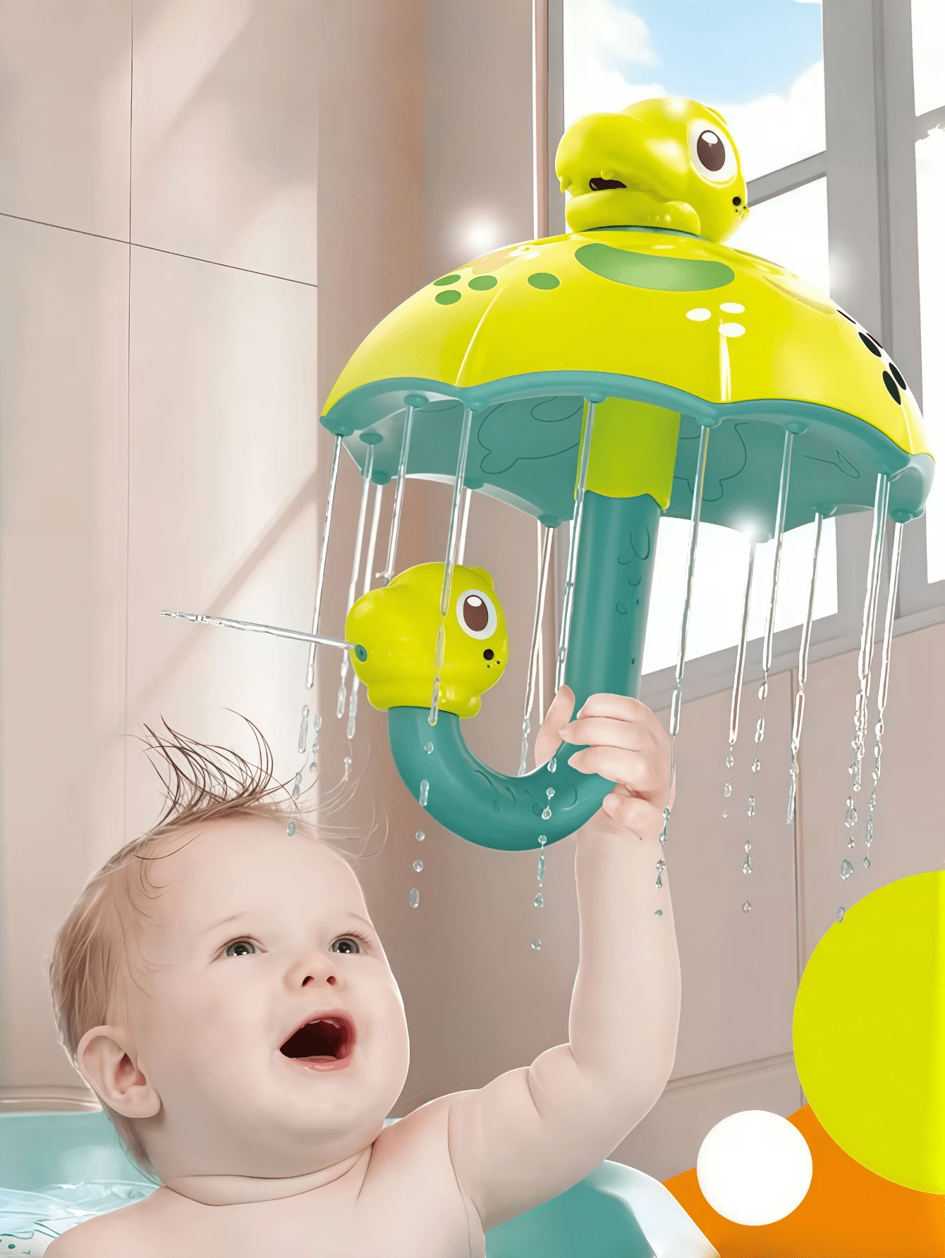 1个恐龙造型喷水洗澡玩具，可旋转喷水，防霉，适合2-6岁儿童，互动式玩水玩具，是洗澡、婴儿玩具和婴儿用品的理想之选。
