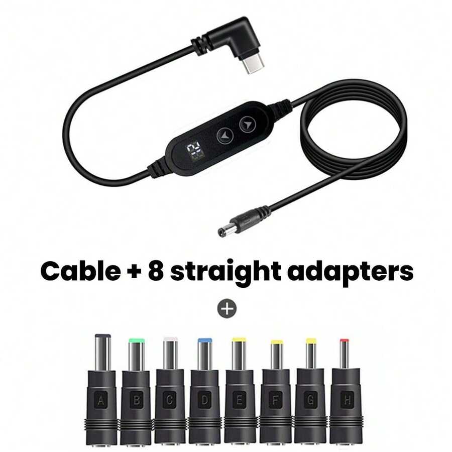 65W Type-C 转 DC 5 档可调双按钮斜角充电线