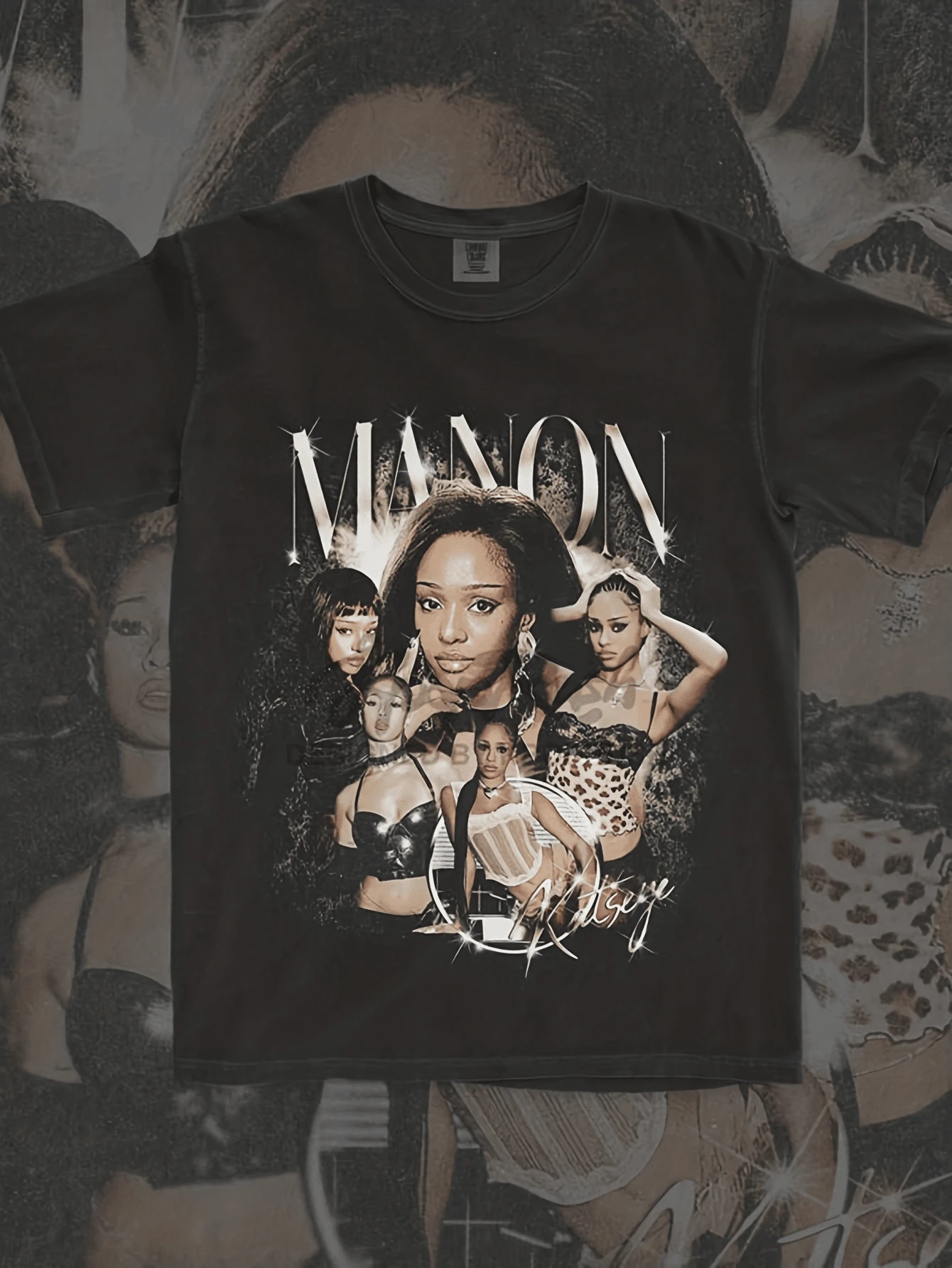 KAT SE YE Manon Vintage Bootleg Graphic T-Shirt - Beautiful Chaos Gnarly Tee With Eyekon Merch Kpop Fan Gift - Black - View 1