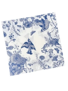 20pcs/Set Blue Floral Pattern Napkins, Suitable For Collage Decoration, Wedding Birthday Party Decoration, Restaurant And Cafe - Multicolor - View 4